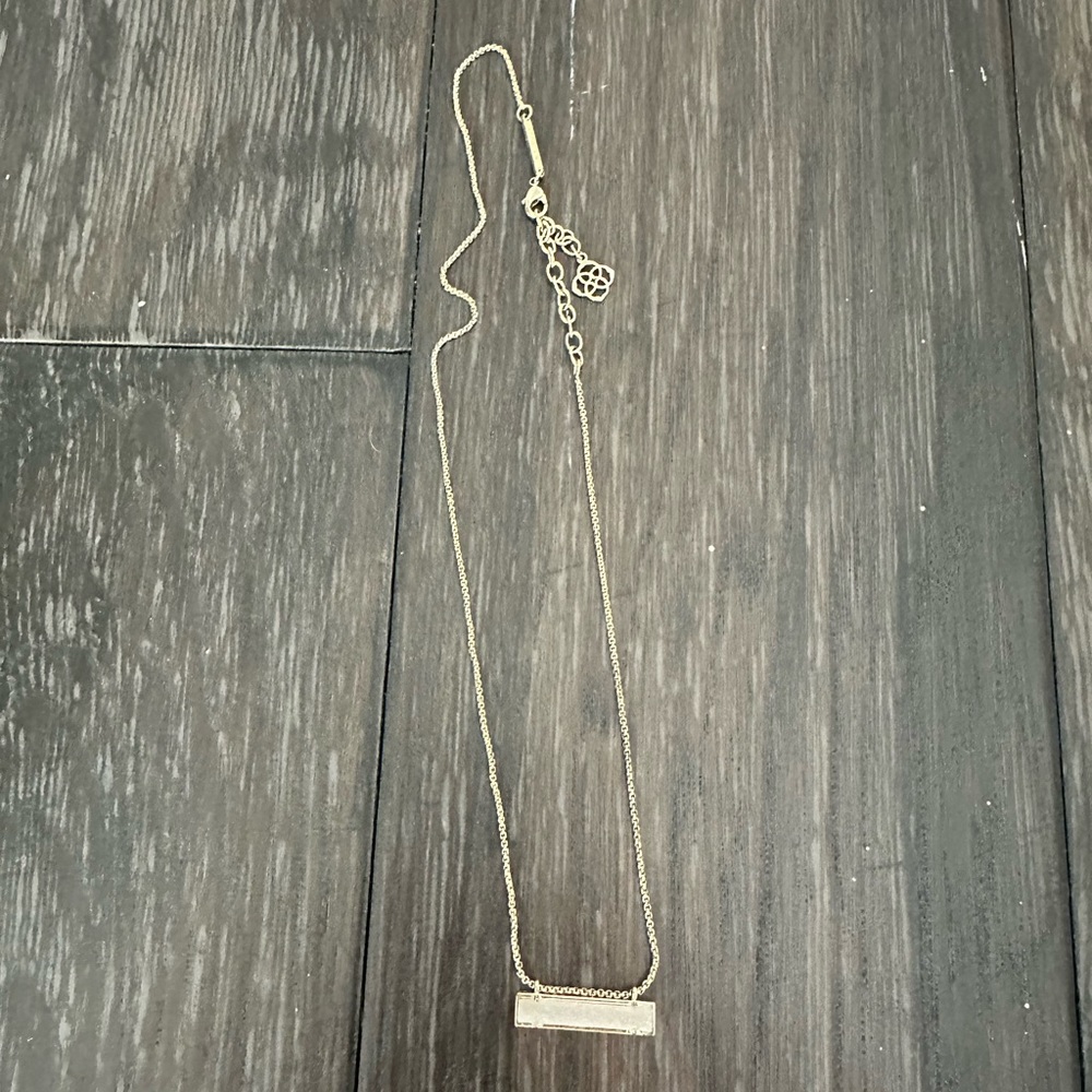 Kendra Scott gold and iridescent drusy bar knecklace